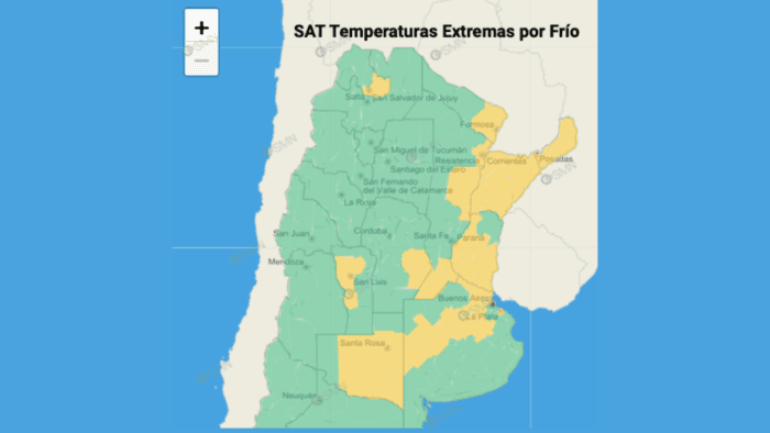 Alerta amarillo por frío extremo